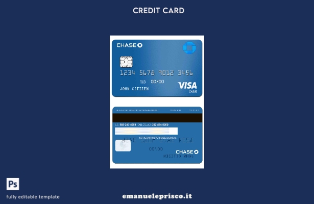 modello di carta di debito Visa Chase Bank USA stile verificato